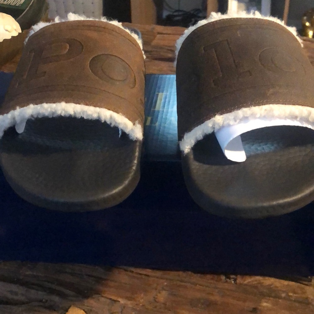 Brown slides with fur